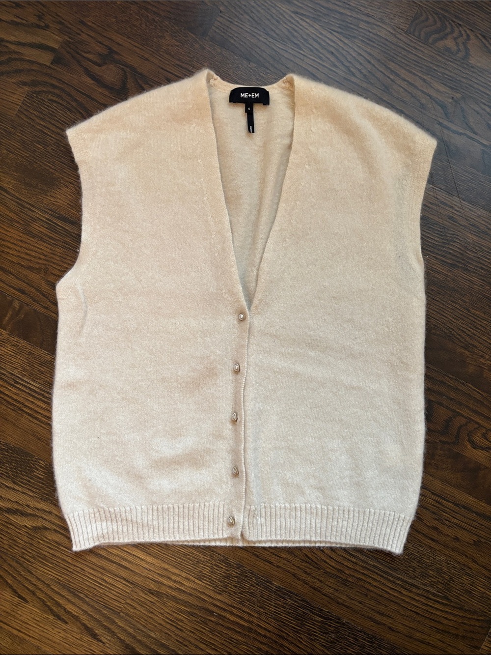 ME+EM Cream Sleeveless Button-Front Knit Vest